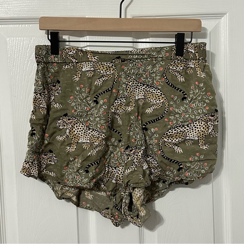 Printfresh Eco Satin Getting Ready Pajama Set in Bagheera print, Olive - Picture 8 of 13